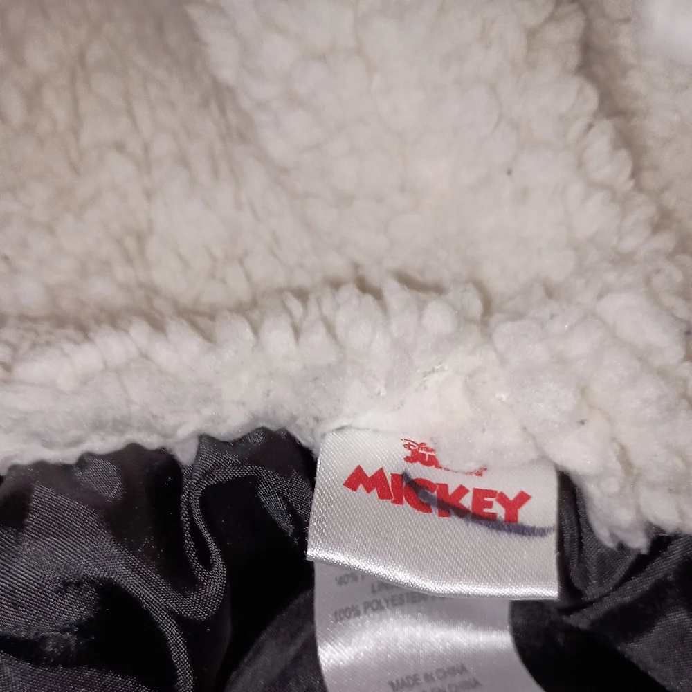 Disney Junior Mickey Mouse Quilted Sherpa Heather Gray Zip up Jacket Siz…